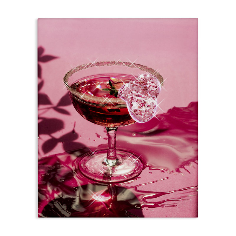 «Pink Glimmering Drink», art mural sur toile par Ziwei Li, H 20 po x l 16 po