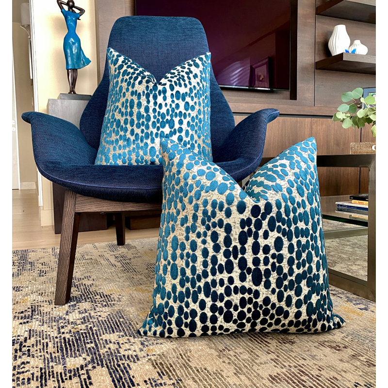 Housse de coussin ovale en velours, H 22 po x l 22 po, Verre de mer