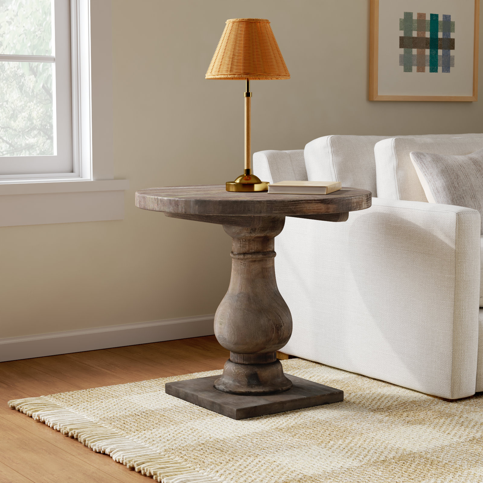 Farrer Solid Wood End Table, Rustic Brown