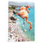 Giant Flamingos On The Beach - Wrapped Canvas Print-42155535