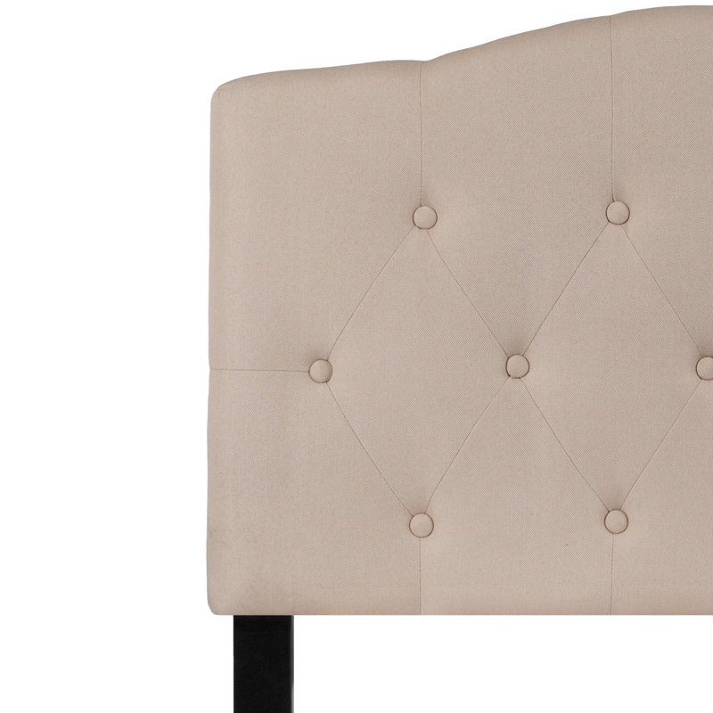 Ciriaca Arched Button Tufted Upholstered Headboard, Beige, Twin