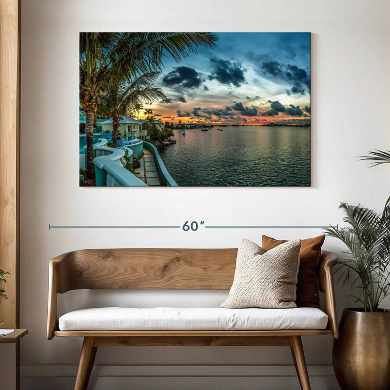 Coucher de soleil à l'hôtel Gillard Bermuda, H 32 po x l 48 po