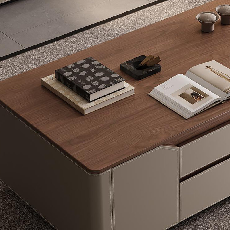 Table basse rétro en noyer minimaliste, H 16,5 po x l 51,2 po x P 27,6 po