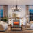 Alondra 72" Fireplace TV Stand for TVs up to 80" with Fireplace Included, Entertainment Center with Charging Station & LED Light, White Brown-125361161