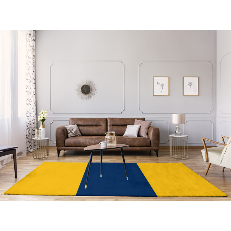Tapis à rayures de football jaune la puissance, Rectangle 9 pi x 12 pi