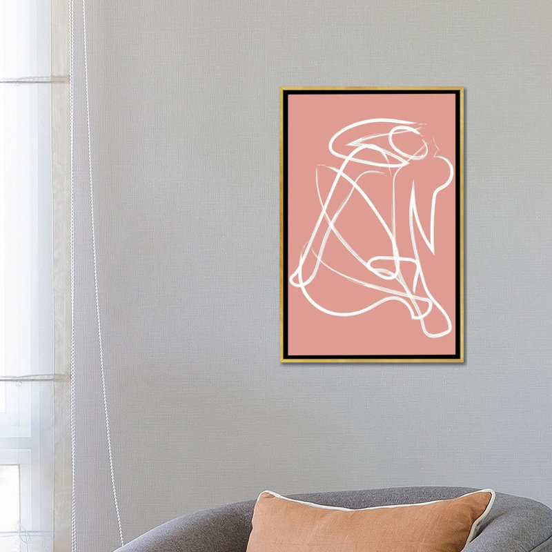 « Silhouette rose » par Mambo art studio-impression, H 26 po x l 18 po x 1,5 po, Pas de tapis, Toile encadrée d'or