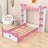 Castle Shaped Twin Size Wooden Bed with Bookcase-208065298