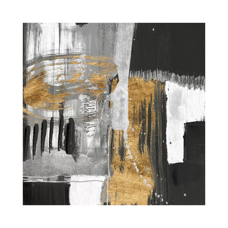Golden Strokes I by Jennifer Goldberger - Wrapped Canvas Painting, 45.72 cm H x 45.72 cm W