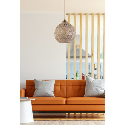 Handmade Jute Chandelier, Bohemian & Scandinavian Design, 20 x 25 cm, Adjustable Cable, Max 40W E27 Socket, Brown & White Color, For Living Room, Dining Area, or Entryway Decor