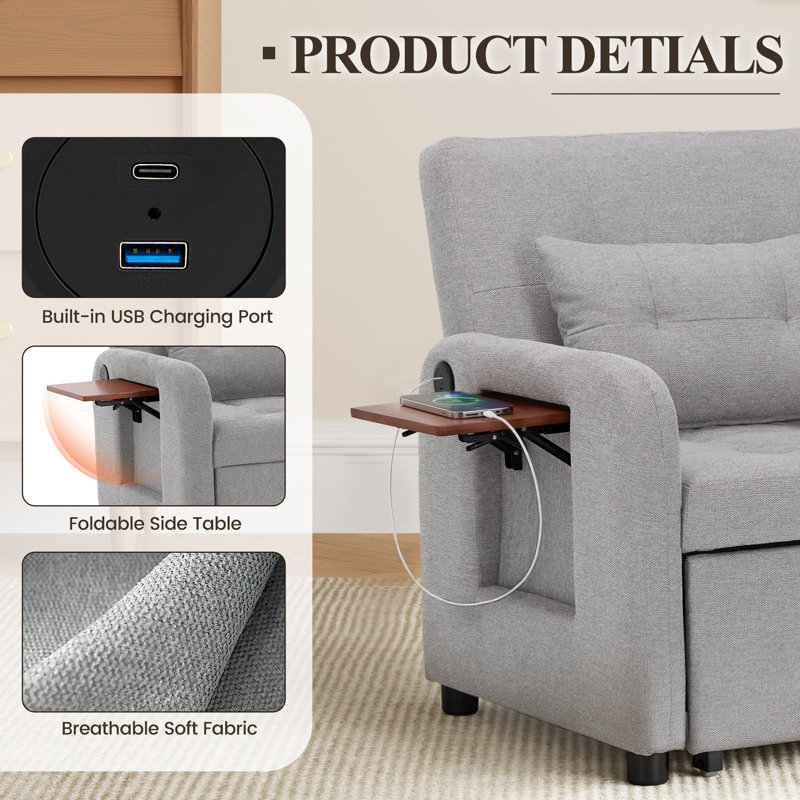 Upholstered Accent Chair, Light Gray