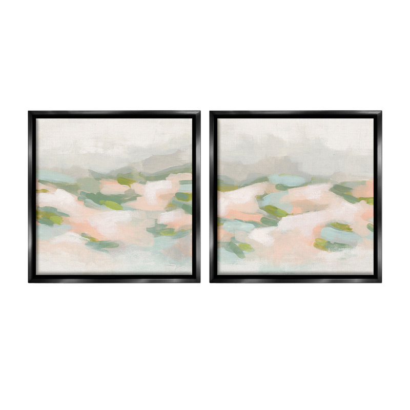 "Pastel Hills Abstraction" par June Erica Vess, 2 pièces sur toile, Cadre flottant noir de jais, H 18 po x l 36 po