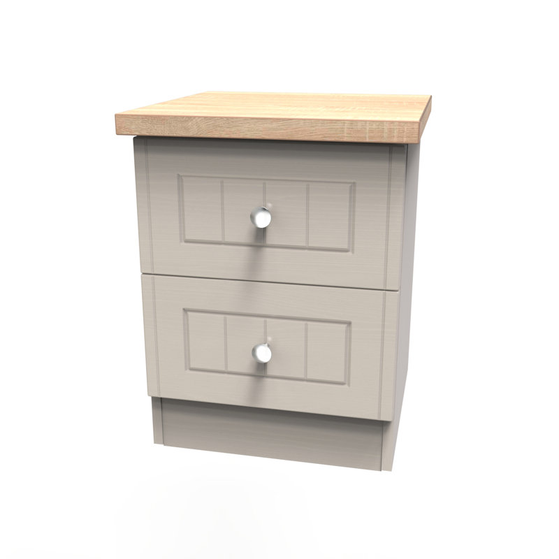 Fully Assembled Rosio 2 Drawer Bedside Table, Kaschmir Ash/Bardolino