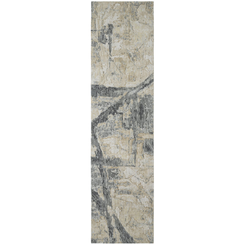 Bergamyer Wool Abstract Area Rug, Runner 2'6" x 10'