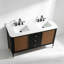 Ensemble de meuble-lavabo autoportant en bois massif 60 po Mid-Century avec plateau en marbre 60 po-484305879