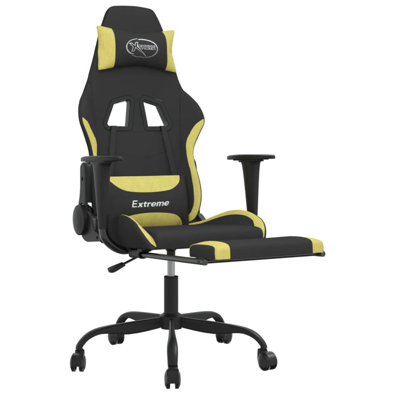 Massage Gaming Chair with Footrest Fabric, Light Green