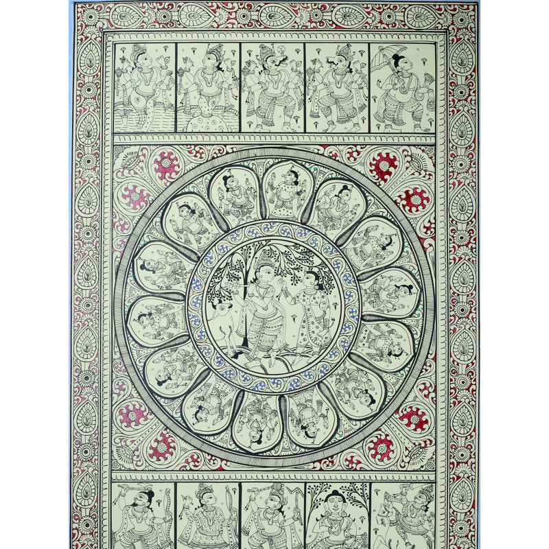 Radha Krishna au centre avec Dashavatara de Vishnu