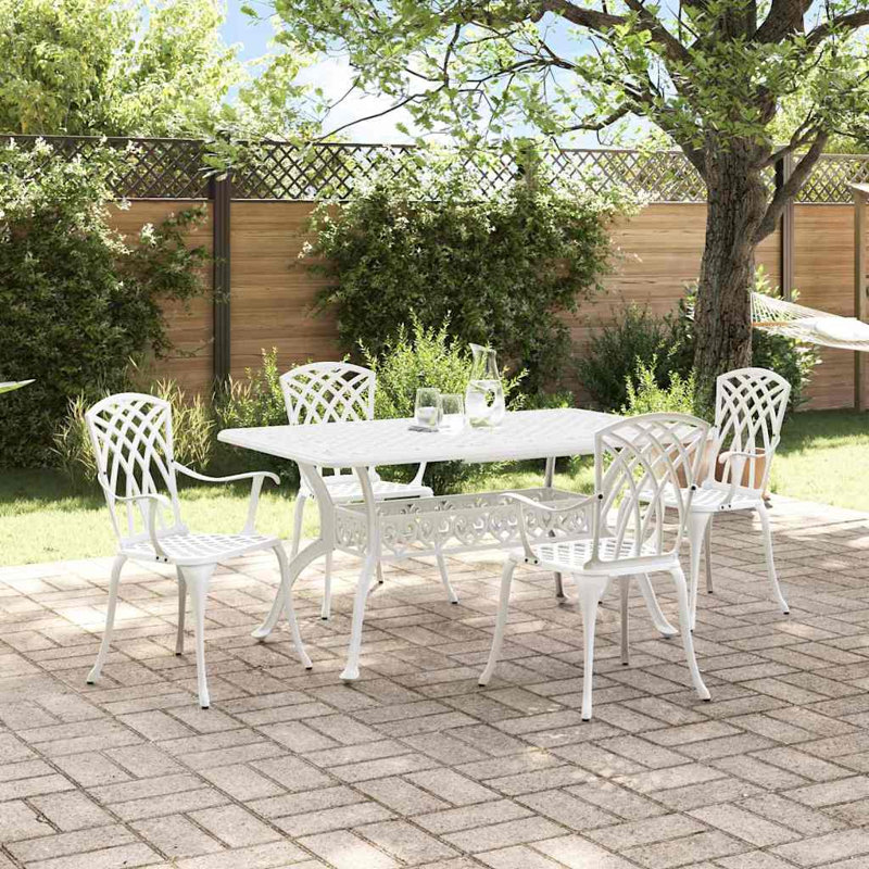 4 - Person Patio Dining Set Rectangular Table, White