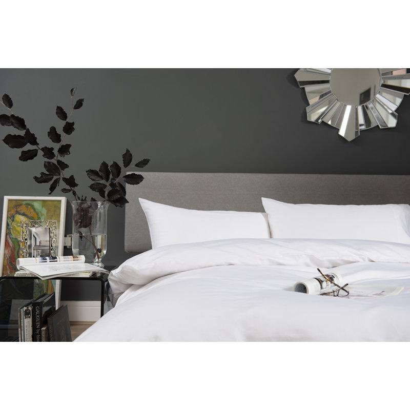 Cotton Solid Colour Duvet Cover Set with Pillowcases Included, Super King - 2 Standard Pillowcases, White