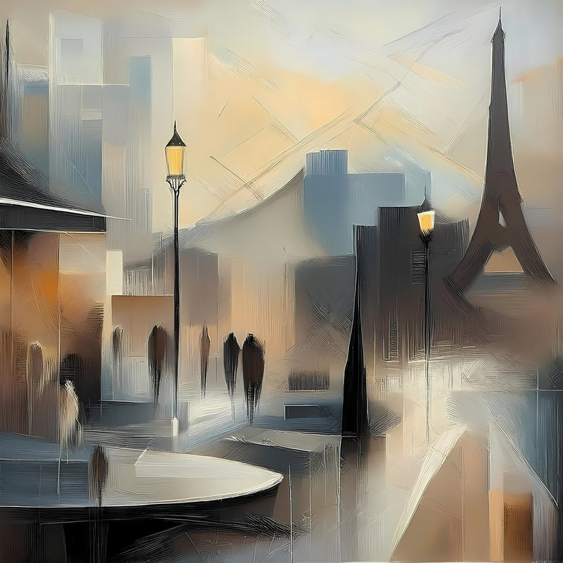 Paris Shadows, 24" H x 24" W