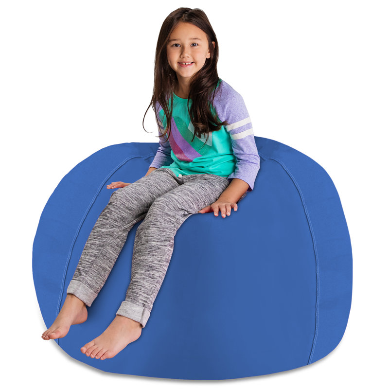 Kids Bean Bag Chair Cover - Stuffed Animal Storage & Toy Organizer with Zipper - Plush Storage Kids Bean Bag Cover only for Toddlers and Children's Rooms - Organizes Pillows, Blankets, and Stuffies - Multiple Colors, Sizes, and Fabrics