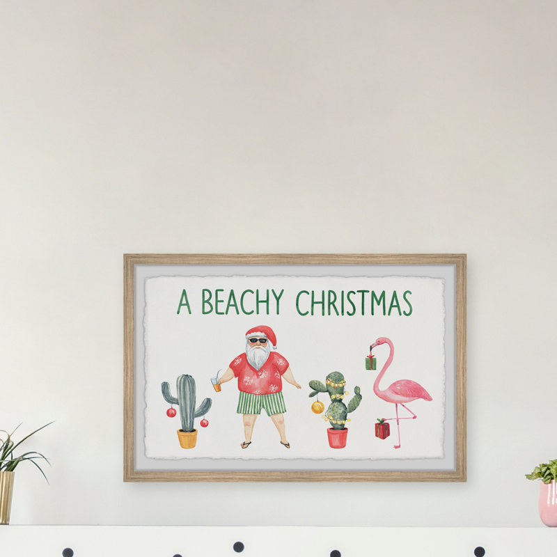 Merry Beachy Christmas - Single Picture Frame Painting, 61cm H x 91cm W x 3.81cm D