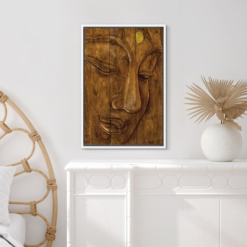 Religious " Religious Buddhism Closeup ", White Framed, 24" H x 16" W