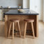 Tabouret de comptoir rembourré rond en bois - ensemble de 2