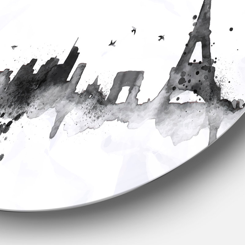 Paysage urbain «Paris with Eiffel Silhouette», peinture, H 23 po x l 23 po x P 1 po, Métal