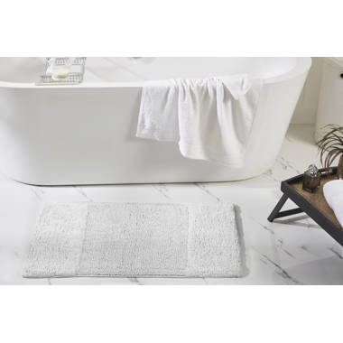 Leavenworth Polyester Anti-Skid Bath Mats, Hand Woven Luxury Rectangle Non Slip Bathroom Rugs Eider & Ivory Color: Aqua, Size: 20 x 32