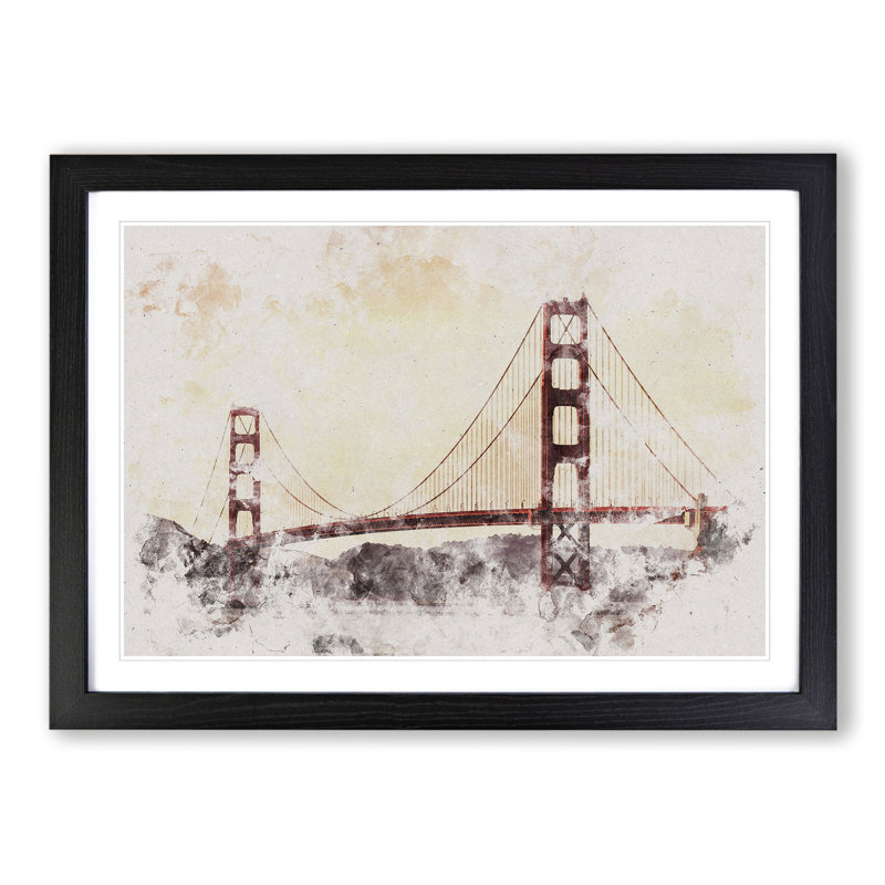 Golden Gate Bridge Vol.3 - Picture Frame Painting, 27cm H x 36cm W x 2cm D, Black Framed