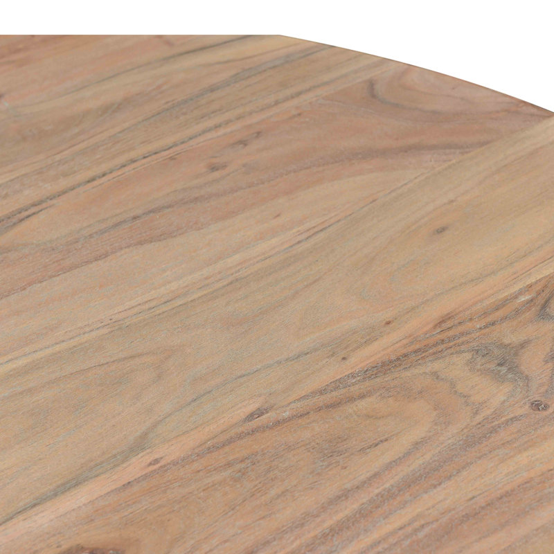 Table de salle à manger, ronde, acacia massif, 4 places, gris clair