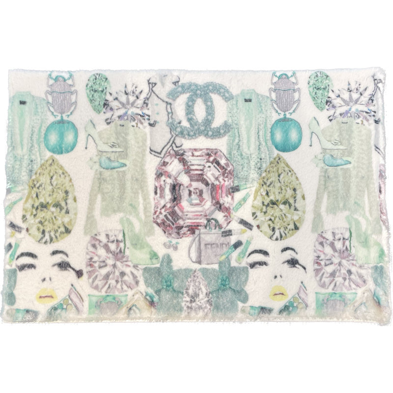 Bougie Women Nuevo Faux Fur Cloud Rectangle Washable Rug, Mint, Runner 2' x 8'