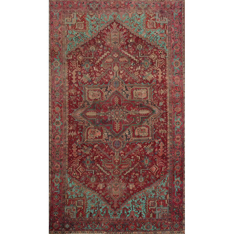 Handmade Red Vegetable Dye Traditional Rug 8x13