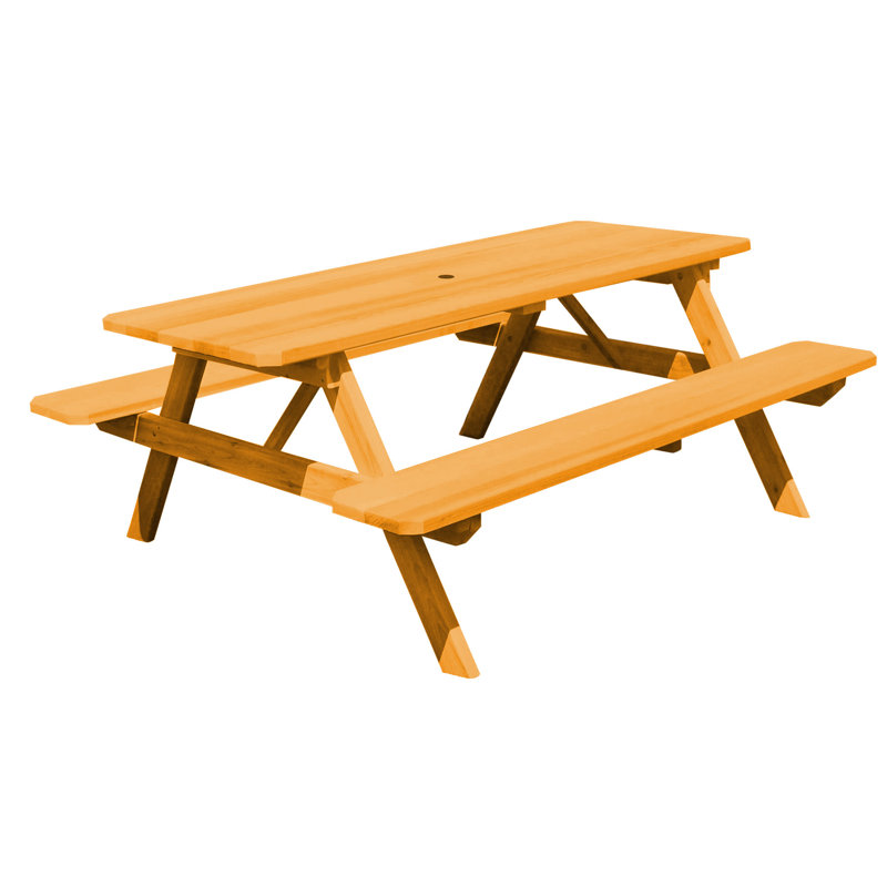 Table de pique-nique rectangulaire, Teinture naturelle, 94 po x 60 po x 30 po