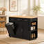 Chariot de cuisine 48,5 "de large cannelé avec armoire à poubelle et prise de courant, noir-1393909816
