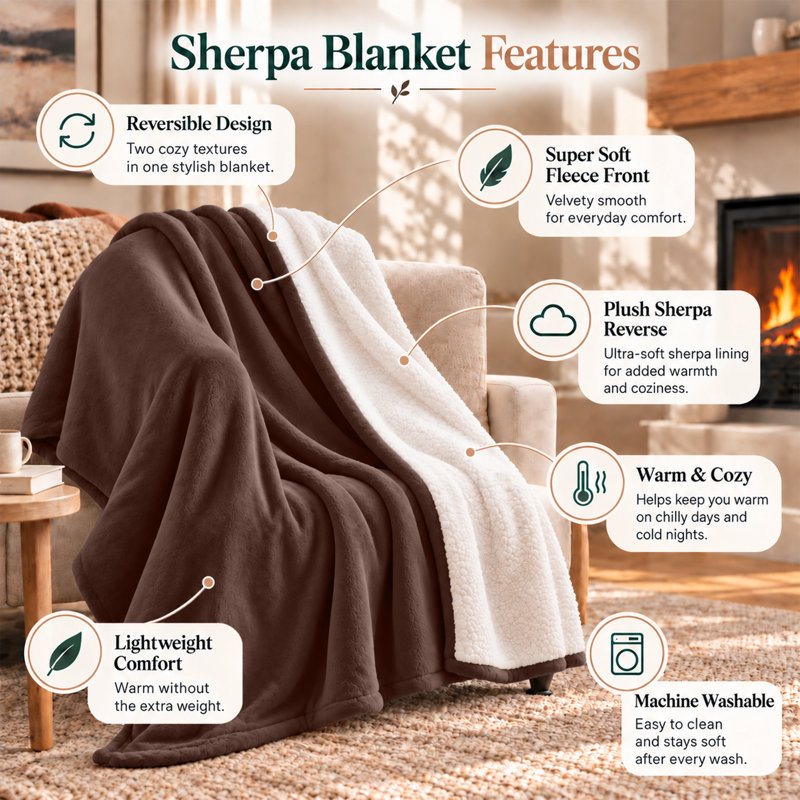Imperial Homeware London Standard Blanket, Super King, Coffee
