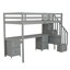 Structure de lit mezzanine simple avec bureau intégré et tiroirs de rangement doubles, gris-521377116