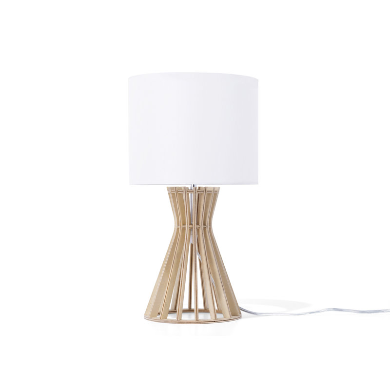 Abraham Solid Wood Table Lamp, Light Wood Base/White Shade
