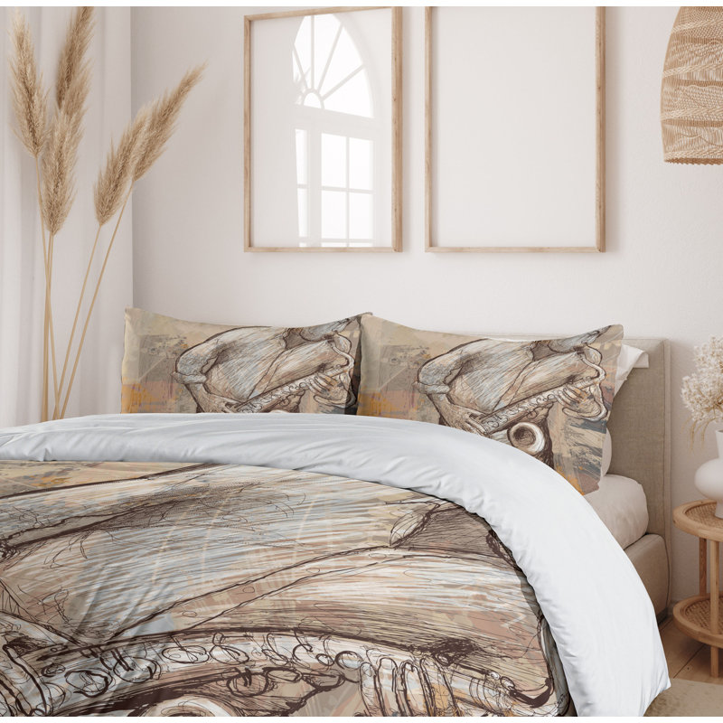Jazz Musician Twin Duvet Cover Set with Pillow Sham