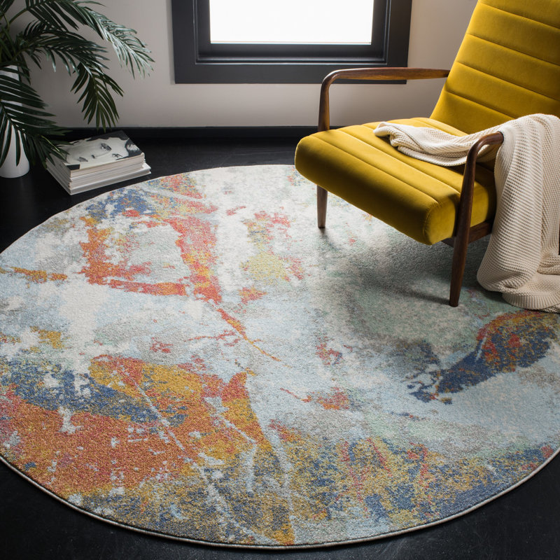 Kenna Performance Abstract Rug, Round 6'7"