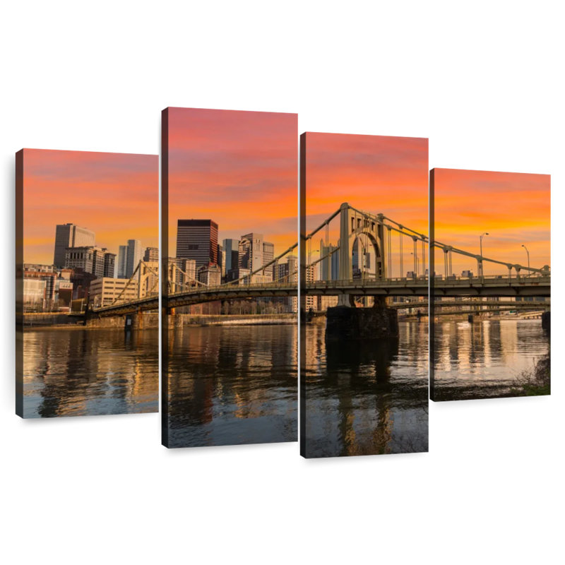 Nicci Urban Pittsburgh, coucher de soleil sur l'horizon, H 22 po x l 36 po
