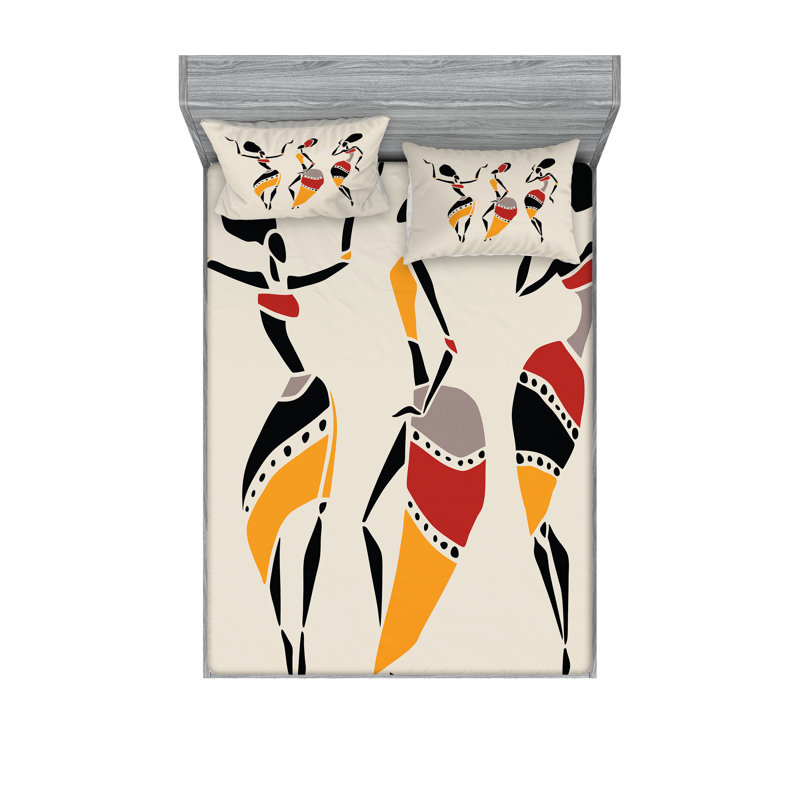 Multicolore drap-housse et coussin décoratif Ambesonne, Ensemble de draps pour très grand lit californien