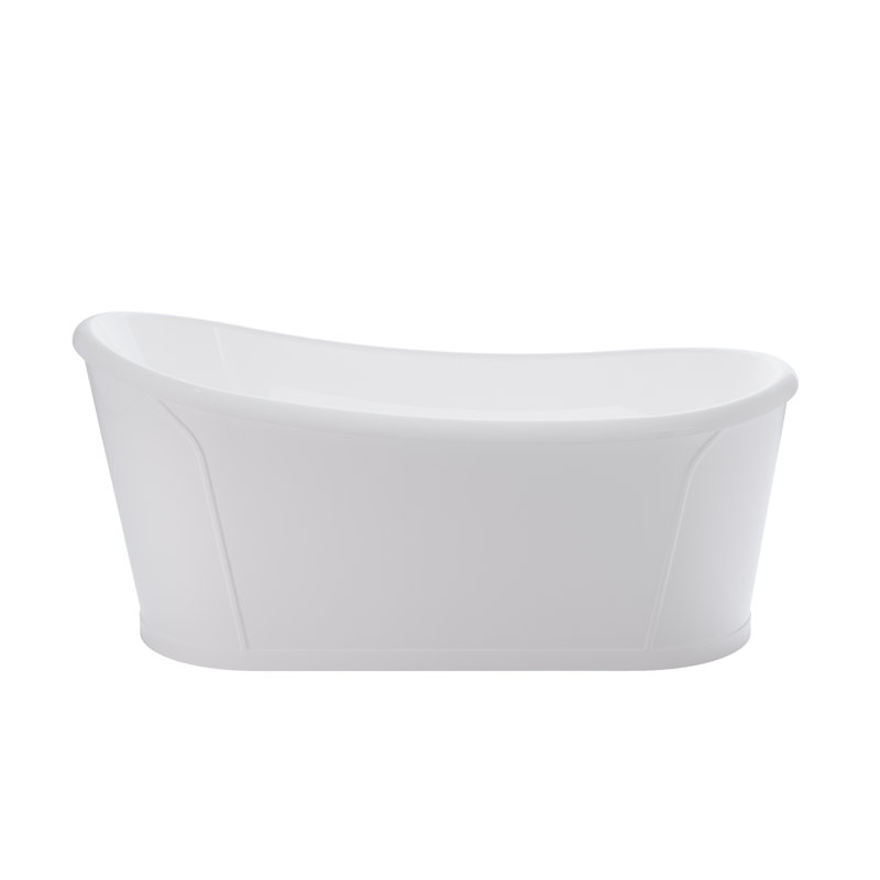 66'' W,68 GALLONS Freestanding Acrylic Soaking  Bathtub With Drain And Overflow Holes