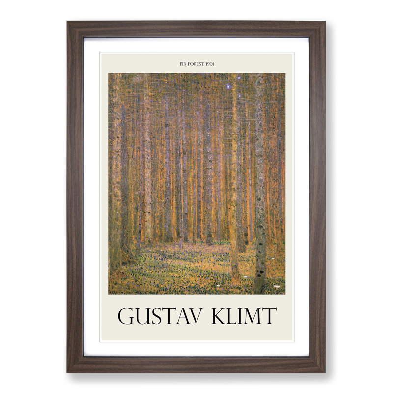 Fir Tree Forest by Gustav Klimt - Single Picture Frame Print, Walnut Framed, 65cm H x 48cm W x 2cm D