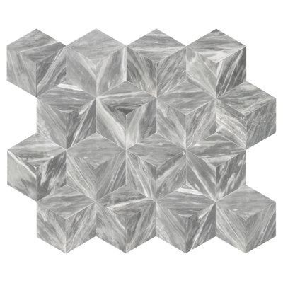 Marbre hexagonal de Carrare, marbre gris, marbre naturel, pour le mur et le sol, carrelage en marbre au fini poli, pierre naturelle, marbre véritable, marbre véritable, 1 boîte de 12 pièces