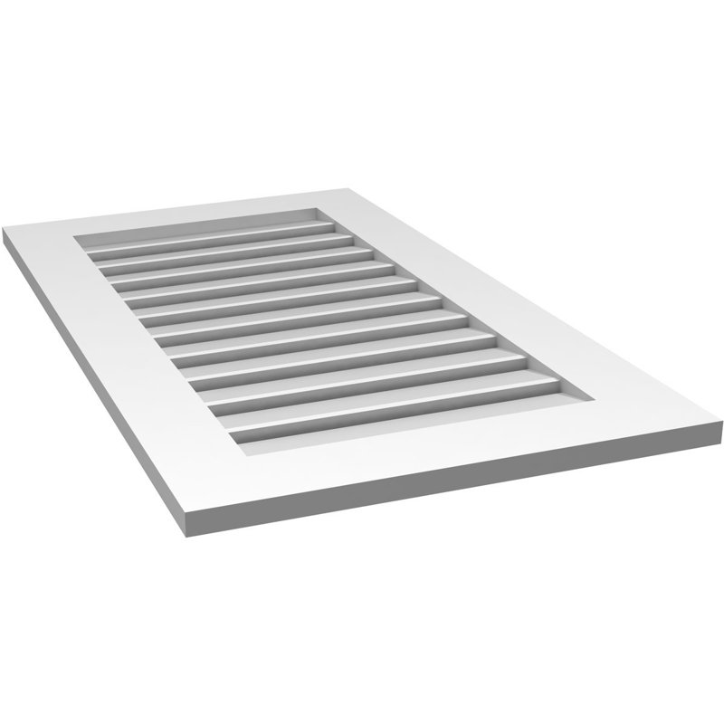Évent à pignon fonctionnel en uréthane rectangulaire à fixation en surface, brun clair apprêté, H 38 po x l 22 po x P 1 po