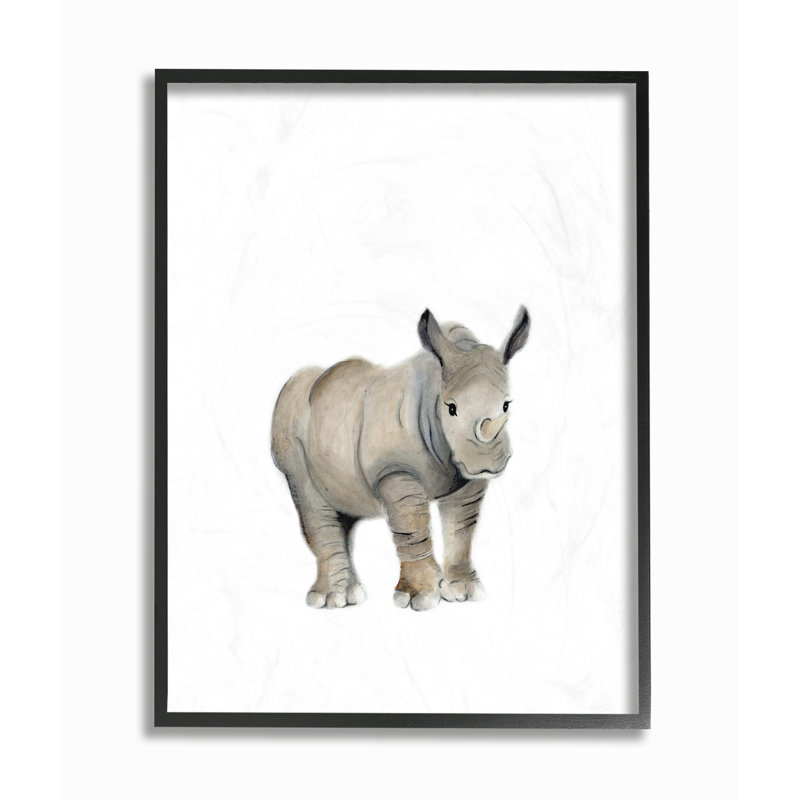 Art sur toile Gupton «Rhino Animal», H 20 po x l 16 po x P 1,5 po, Giclée encadrée noir minuit