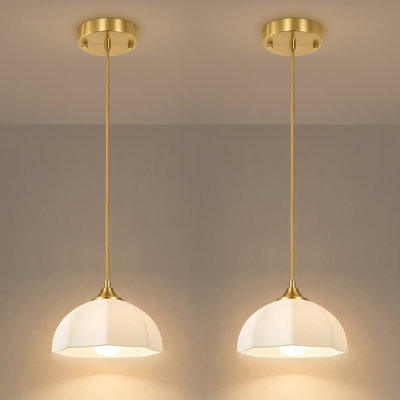 7.9''(W) 1 - Light Single Pendant Lighting with Cream White Glass Shade Novelty