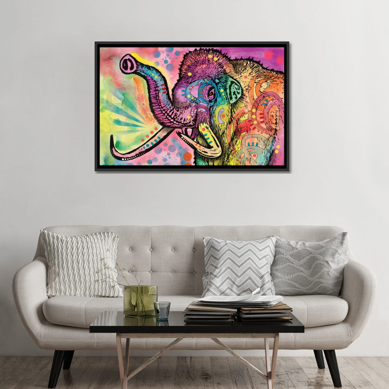 Woolly Mammoth, impression sur toile, H 18 po x l 26 po x P 1,5 po, Toile encadrée noire, Pas de tapis