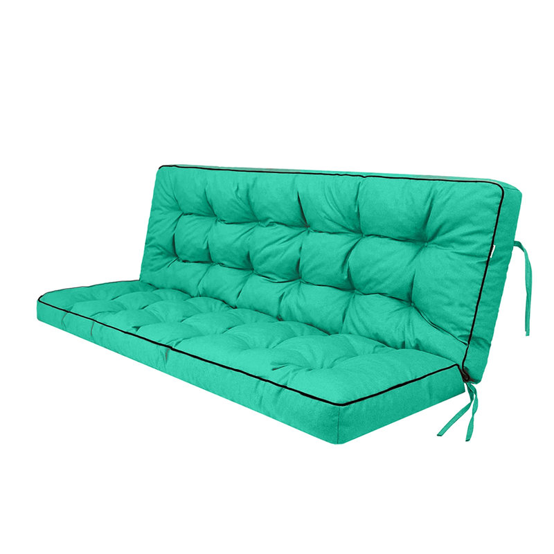 3 Seater Outdoor Porch Swing Cushion with Backrest, Light Gray